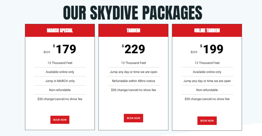 skydive sandiego pricing