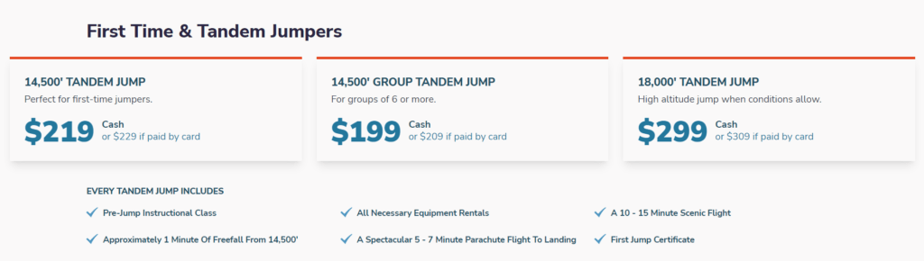 pricing oregon skydiving